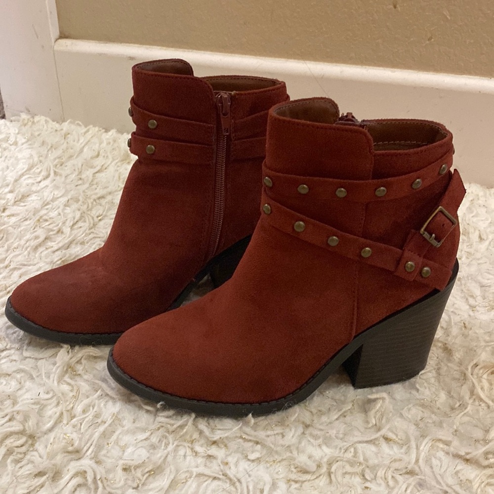 Red/Brown Soda low heel booties